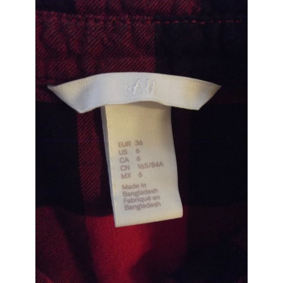 H&M Shirt Womens Size 6 Red & Black Plaid Buffalo Check Long Sleeve Button Down - Picture 5 of 9